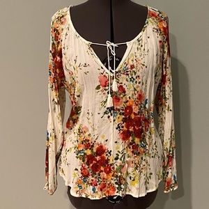 Floral tie front top
